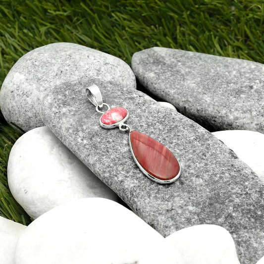 Pink Tulip Quartz & Pink Thulite Pendant P-1098 SDP115085