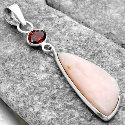 Natural Pink Opal Australia & Garnet Pendant P-1098 SDP115146