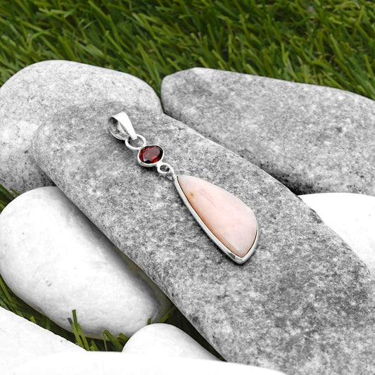 Natural Pink Opal Australia & Garnet Pendant P-1098 SDP115146