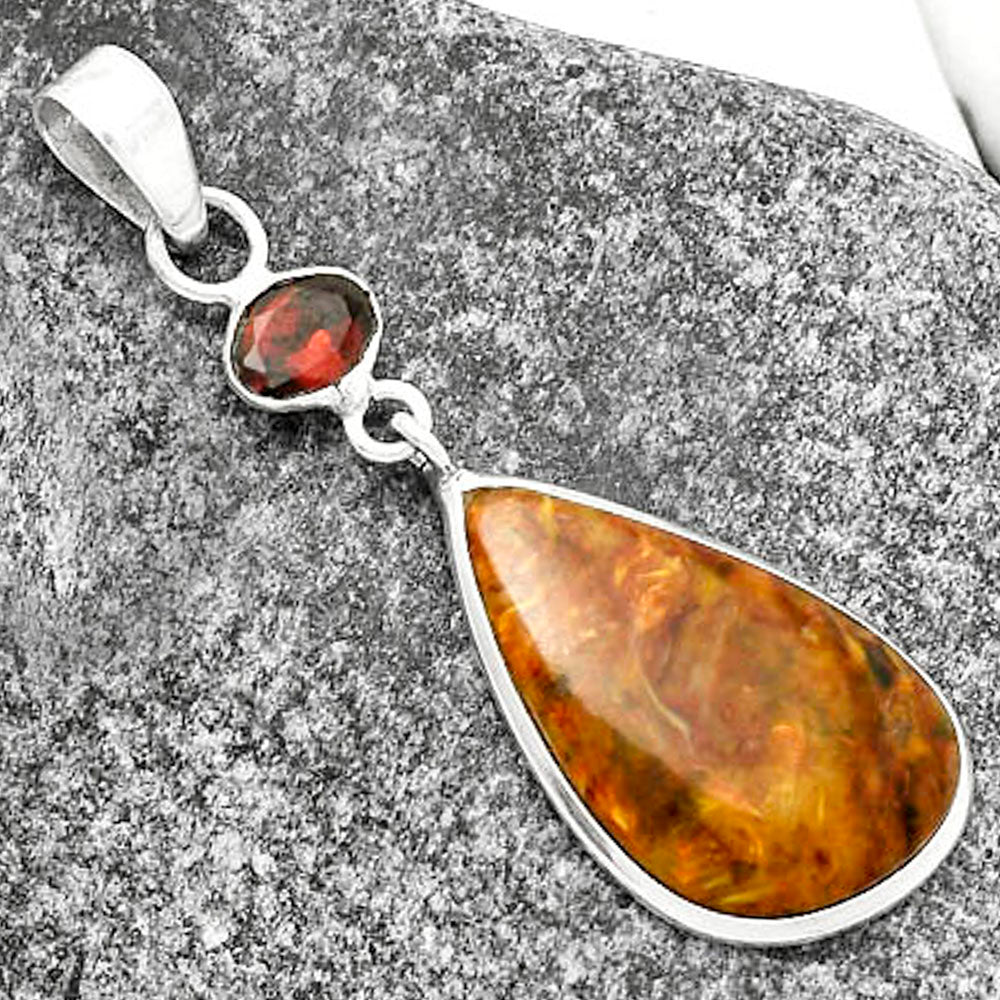 Natural Pietersite - Namibia & Garnet Pendant P-1098 SDP115160