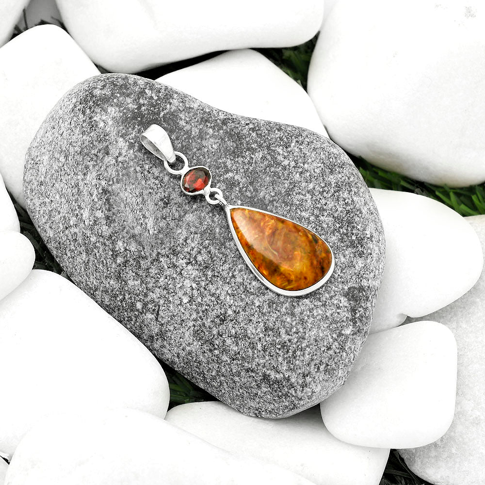 Natural Pietersite - Namibia & Garnet Pendant P-1098 SDP115160