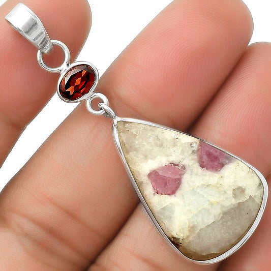 Pink Tourmaline in Quartz & Garnet Pendant P-1098 SDP115169