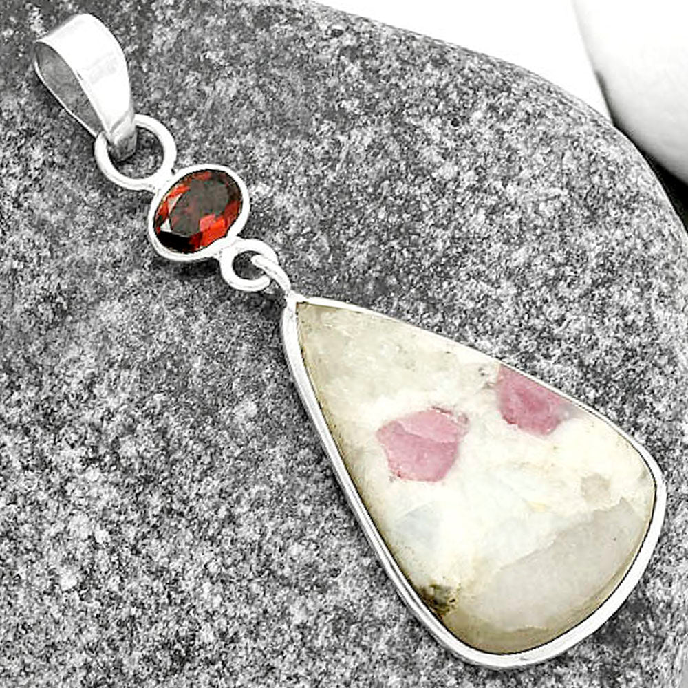 Pink Tourmaline in Quartz & Garnet Pendant P-1098 SDP115169