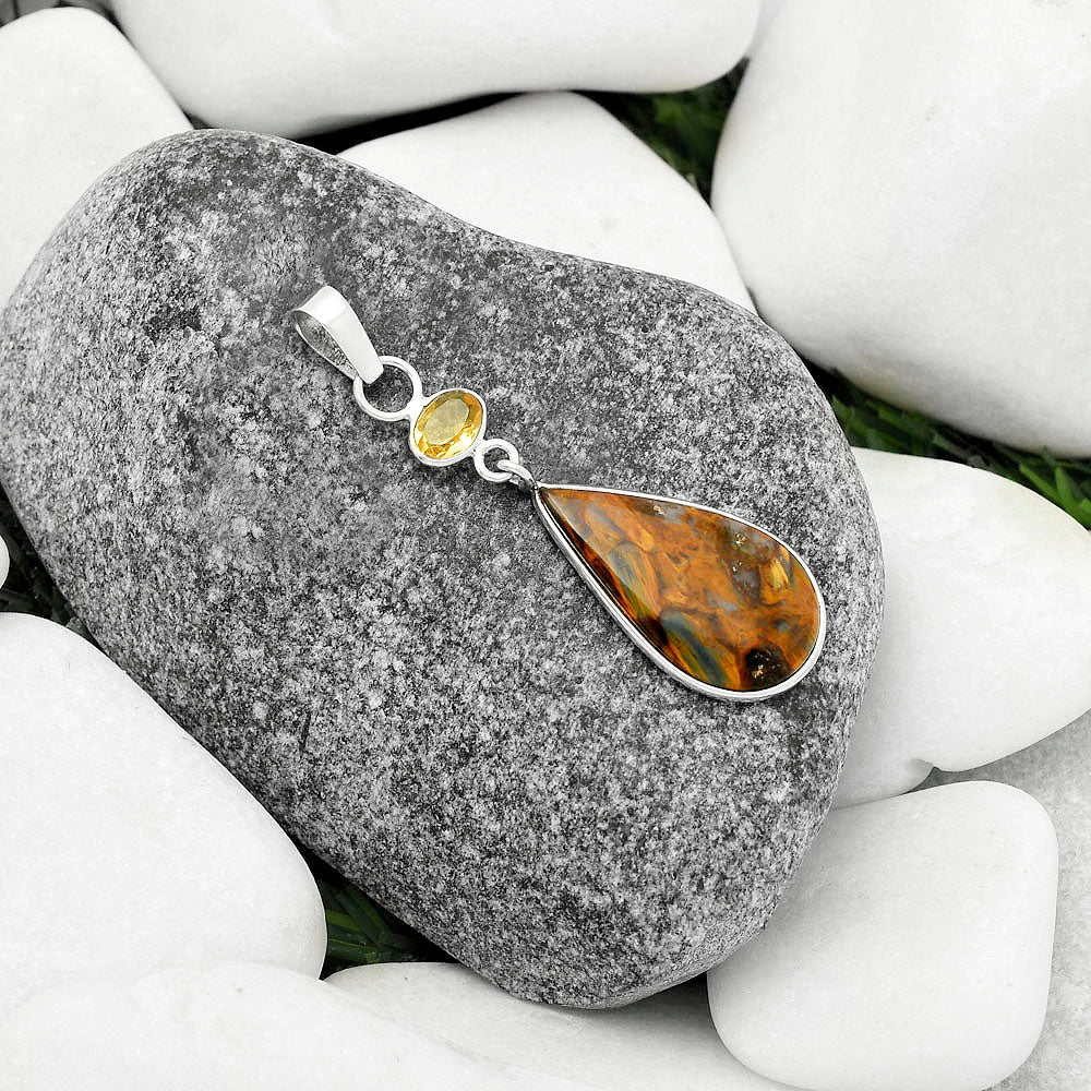Natural Pietersite Namibia & Citrine Pendant P-1098 SDP115208