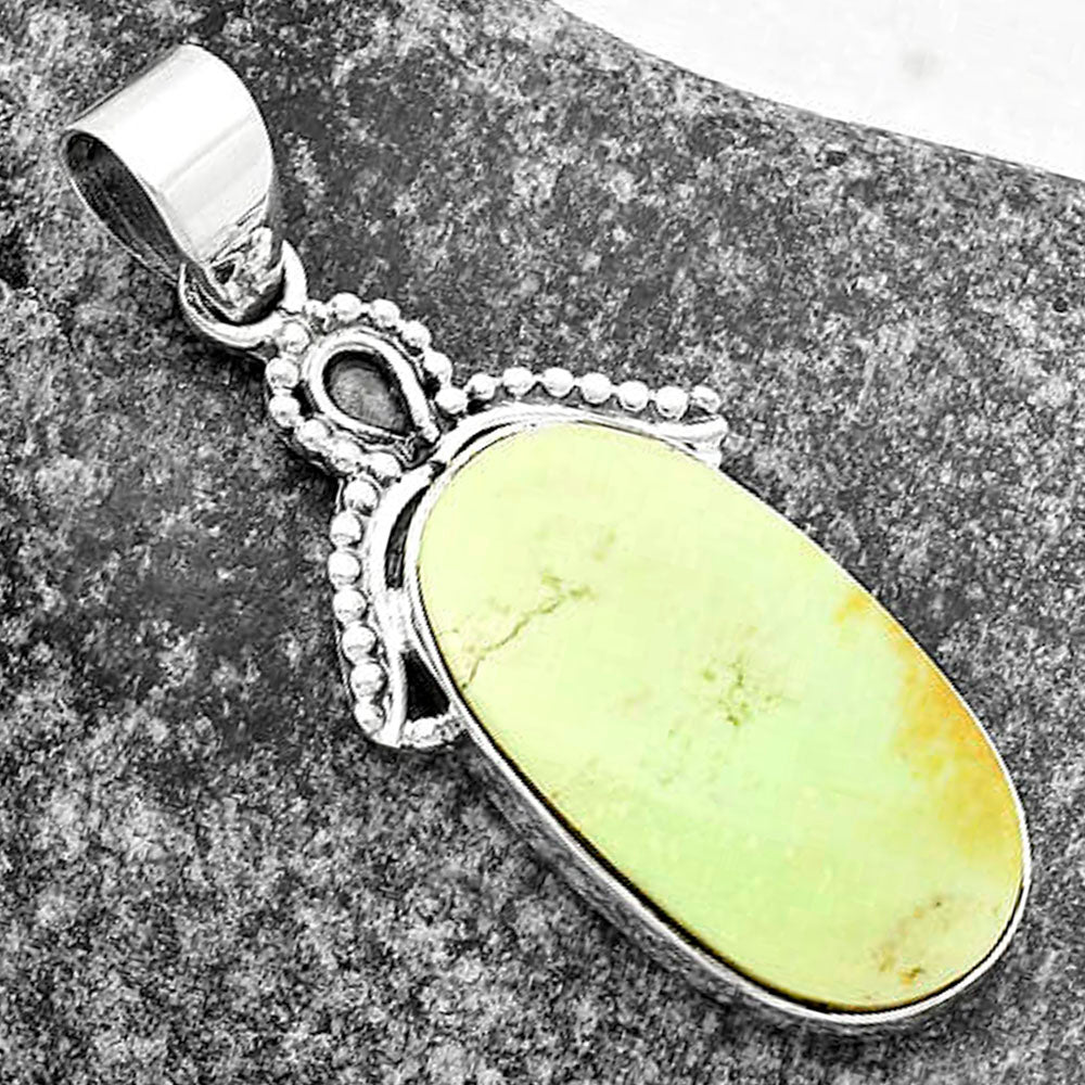 Natural Lemon Chrysocolla - Brazil Pendant P-1092 SDP115267