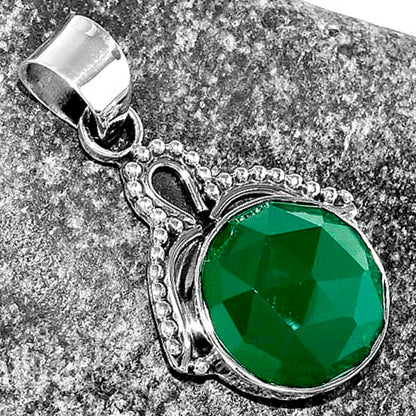 Faceted Natural Green Onyx Pendant P-1092 SDP115293