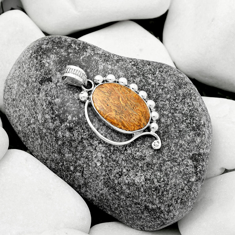 Natural Coquina Fossil Jasper - India Pendant P-1022 SDP115303