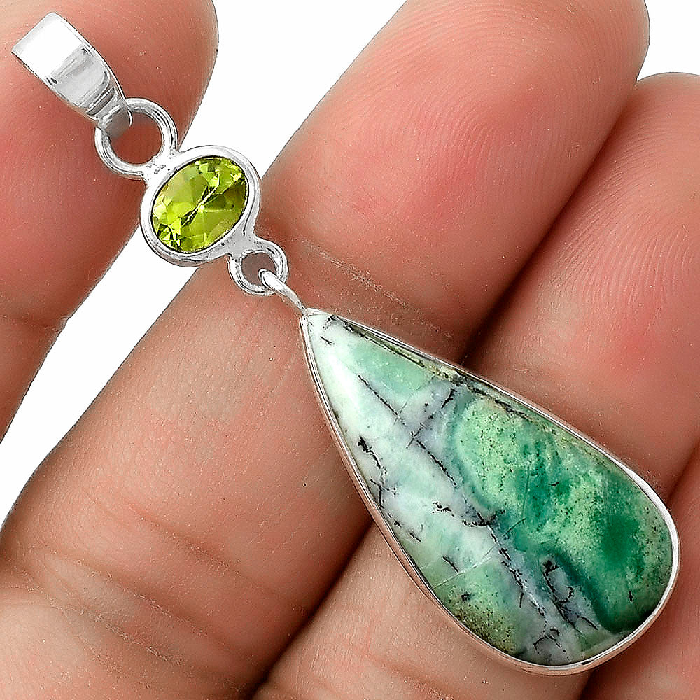 Dendritic Chrysoprase - Africa & Peridot Pendant P-1098 SDP115311