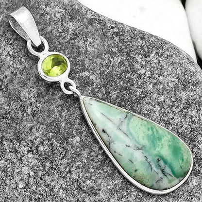 Dendritic Chrysoprase - Africa & Peridot Pendant P-1098 SDP115311