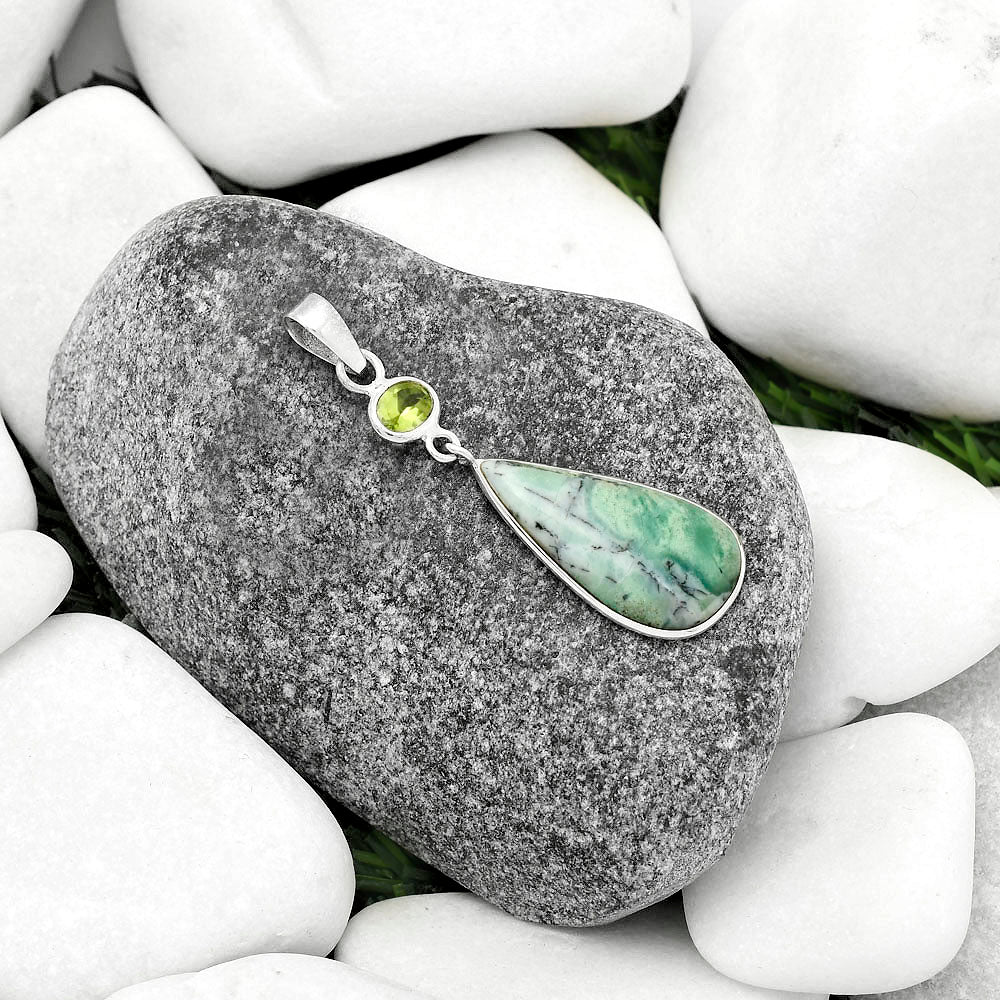 Dendritic Chrysoprase - Africa & Peridot Pendant P-1098 SDP115311