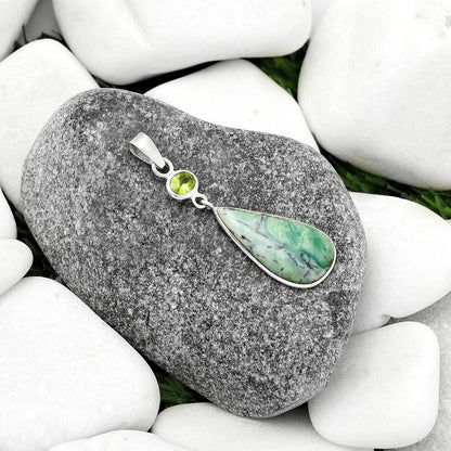Dendritic Chrysoprase - Africa & Peridot Pendant P-1098 SDP115311