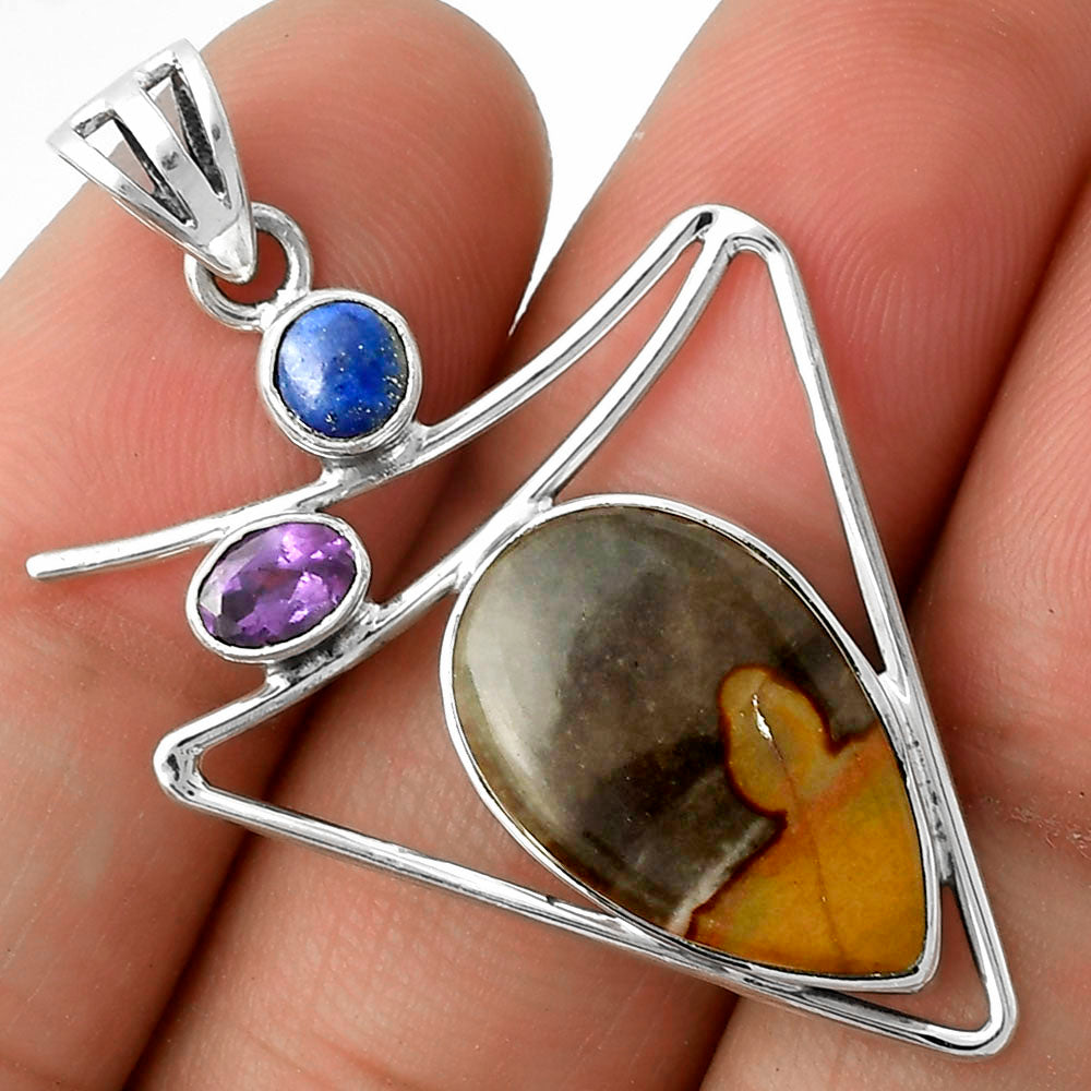 Polygram Jasper, Amethyst & Lapis Pendant P-1025 SDP115422