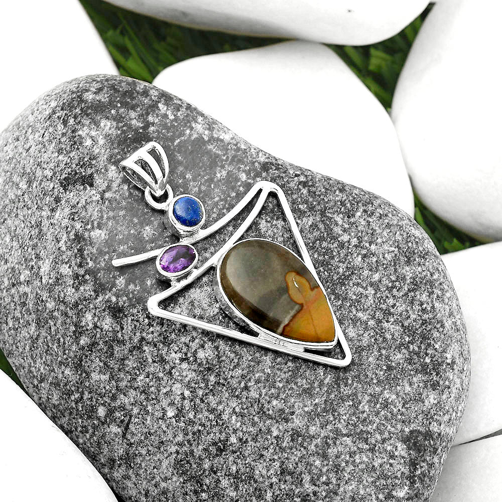 Polygram Jasper, Amethyst & Lapis Pendant P-1025 SDP115422