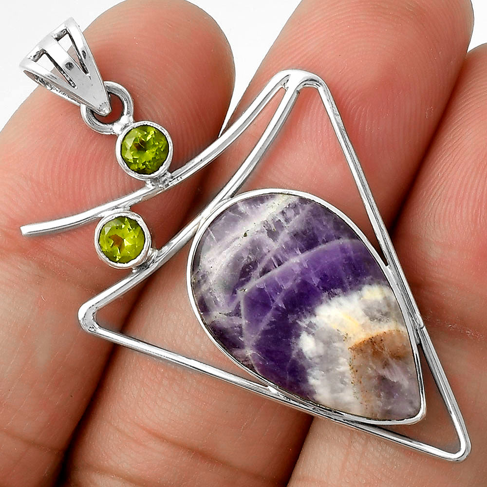 Natural Chevron Amethyst & Peridot Pendant P-1025 SDP115449