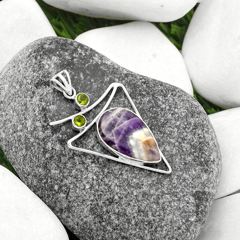 Natural Chevron Amethyst & Peridot Pendant P-1025 SDP115449