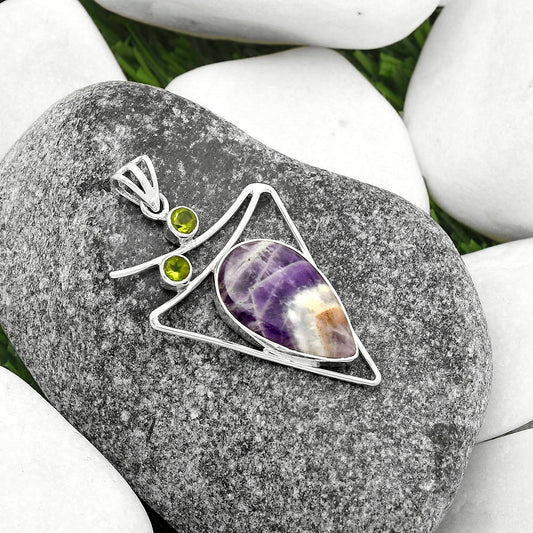 Natural Chevron Amethyst & Peridot Pendant P-1025 SDP115449