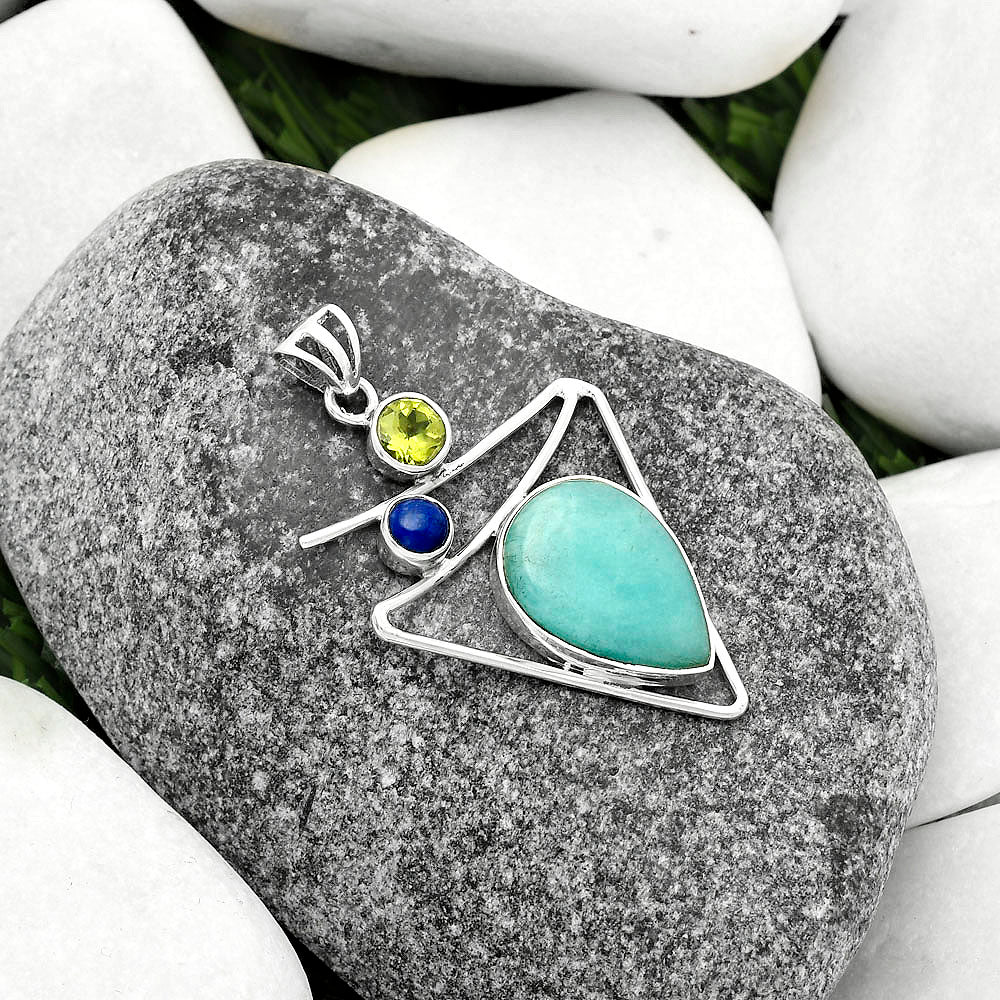 Paraiba Amazonite, Peridot & Lapis Pendant P-1025 SDP115457