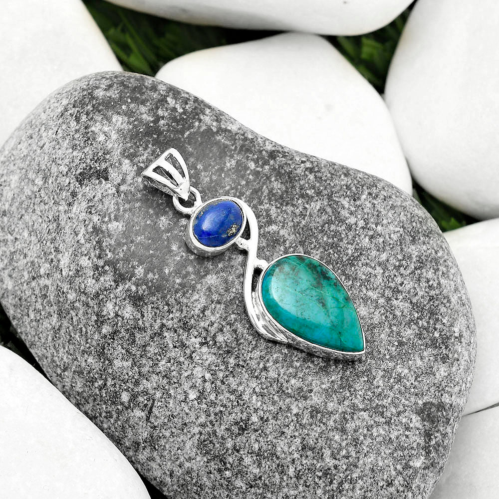 Natural Azurite Chrysocolla & Lapis Pendant P-1026 SDP115483