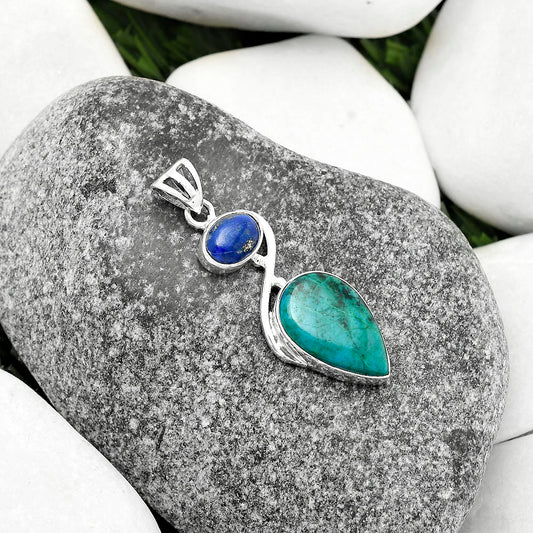 Natural Azurite Chrysocolla & Lapis Pendant P-1026 SDP115483