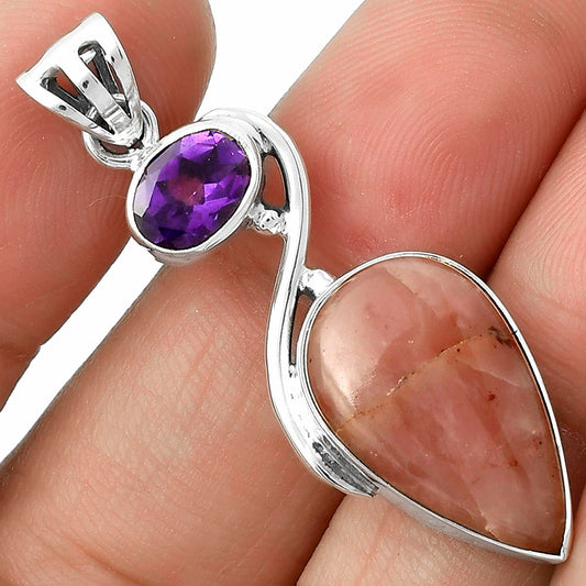 Guava Quartz - Brazil & Amethyst Pendant P-1026 SDP115492