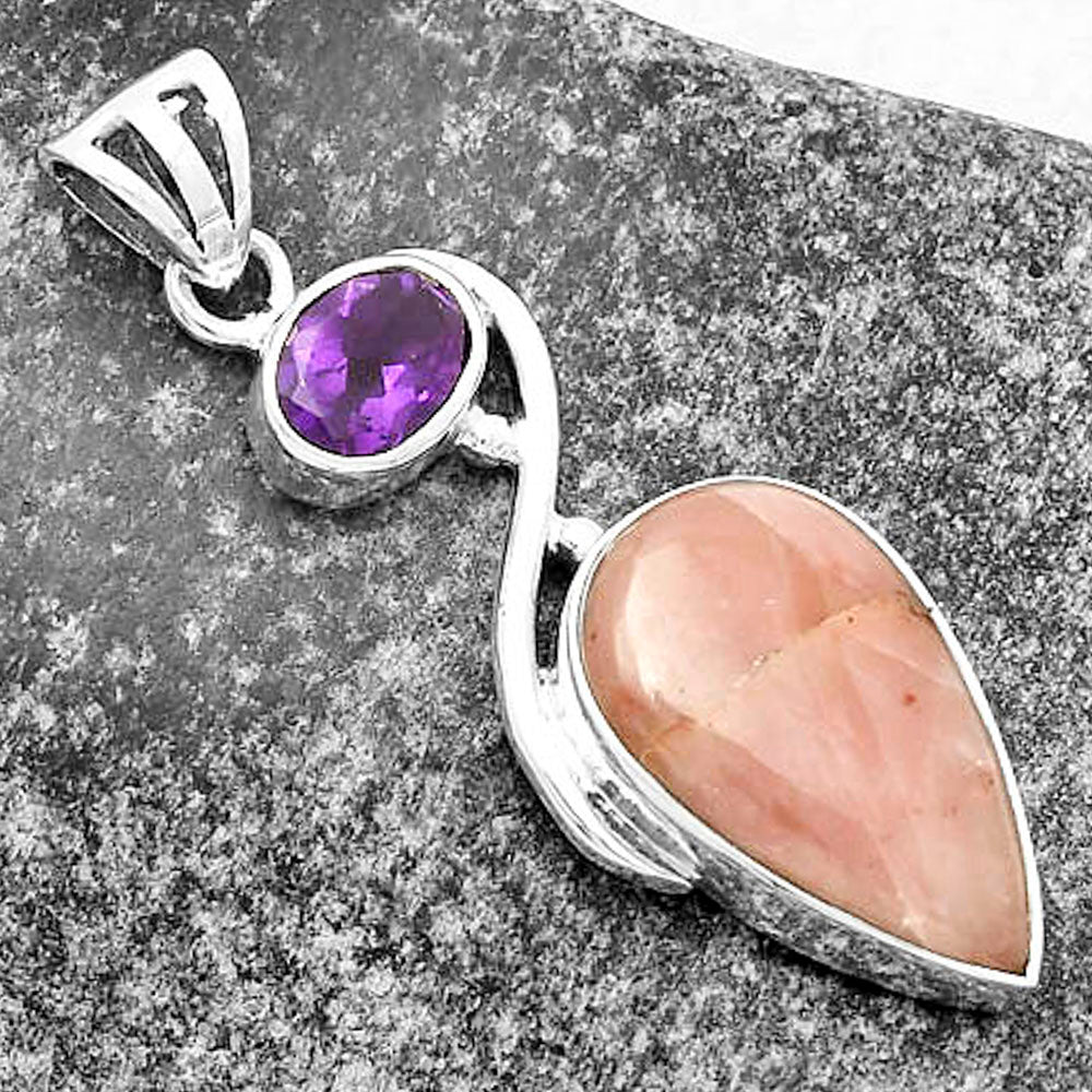 Guava Quartz - Brazil & Amethyst Pendant P-1026 SDP115492