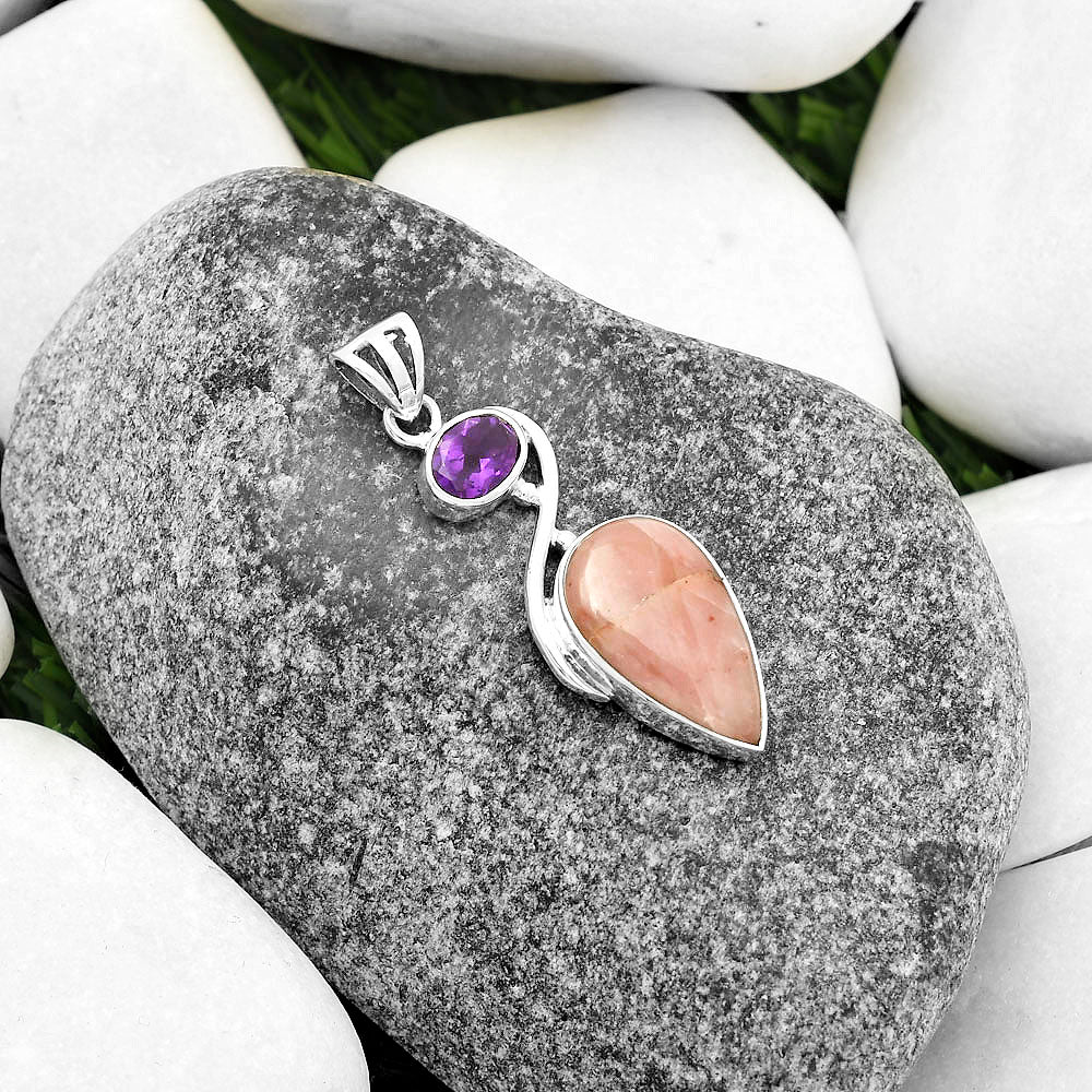 Guava Quartz - Brazil & Amethyst Pendant P-1026 SDP115492