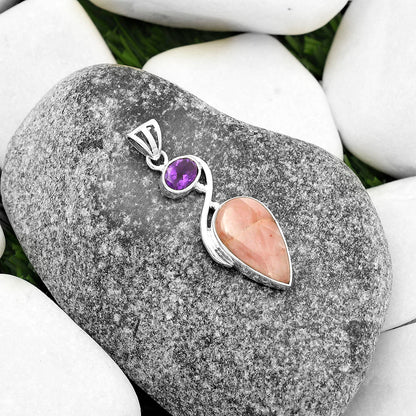 Guava Quartz - Brazil & Amethyst Pendant P-1026 SDP115492