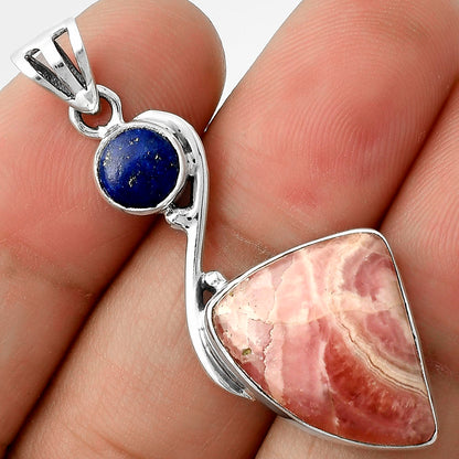 Natural Rhodochrosite Argentina & Lapis Pendant P-1026 SDP115495