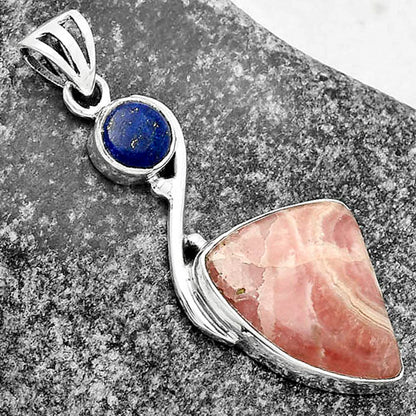 Natural Rhodochrosite Argentina & Lapis Pendant P-1026 SDP115495