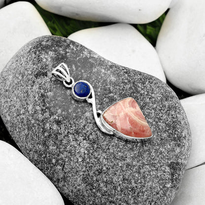 Natural Rhodochrosite Argentina & Lapis Pendant P-1026 SDP115495