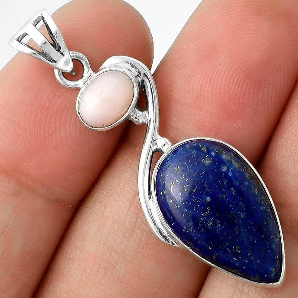 Natural Lapis Afghanistan & Pink Opal Pendant P-1026 SDP115506