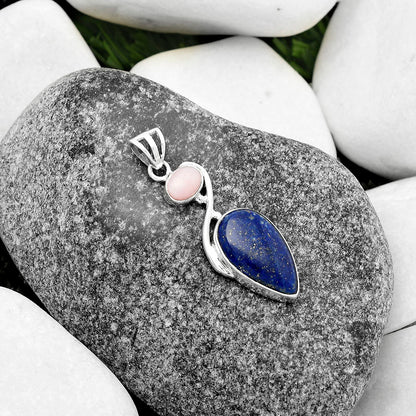 Natural Lapis Afghanistan & Pink Opal Pendant P-1026 SDP115506
