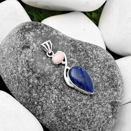 Natural Lapis Afghanistan & Pink Opal Pendant P-1026 SDP115506