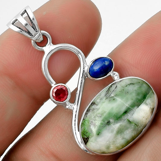 Kammererite - Finland, Lapis & Garnet Pendant P-1027 SDP115512