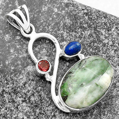 Kammererite - Finland, Lapis & Garnet Pendant P-1027 SDP115512