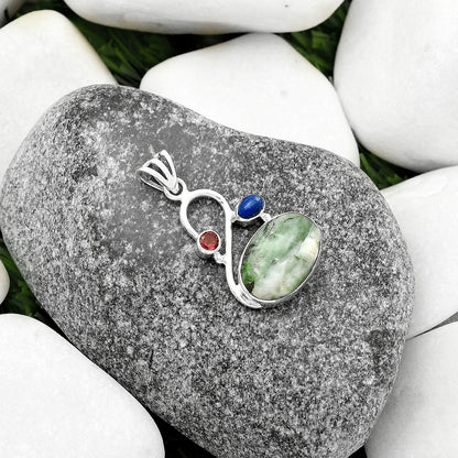 Kammererite - Finland, Lapis & Garnet Pendant P-1027 SDP115512