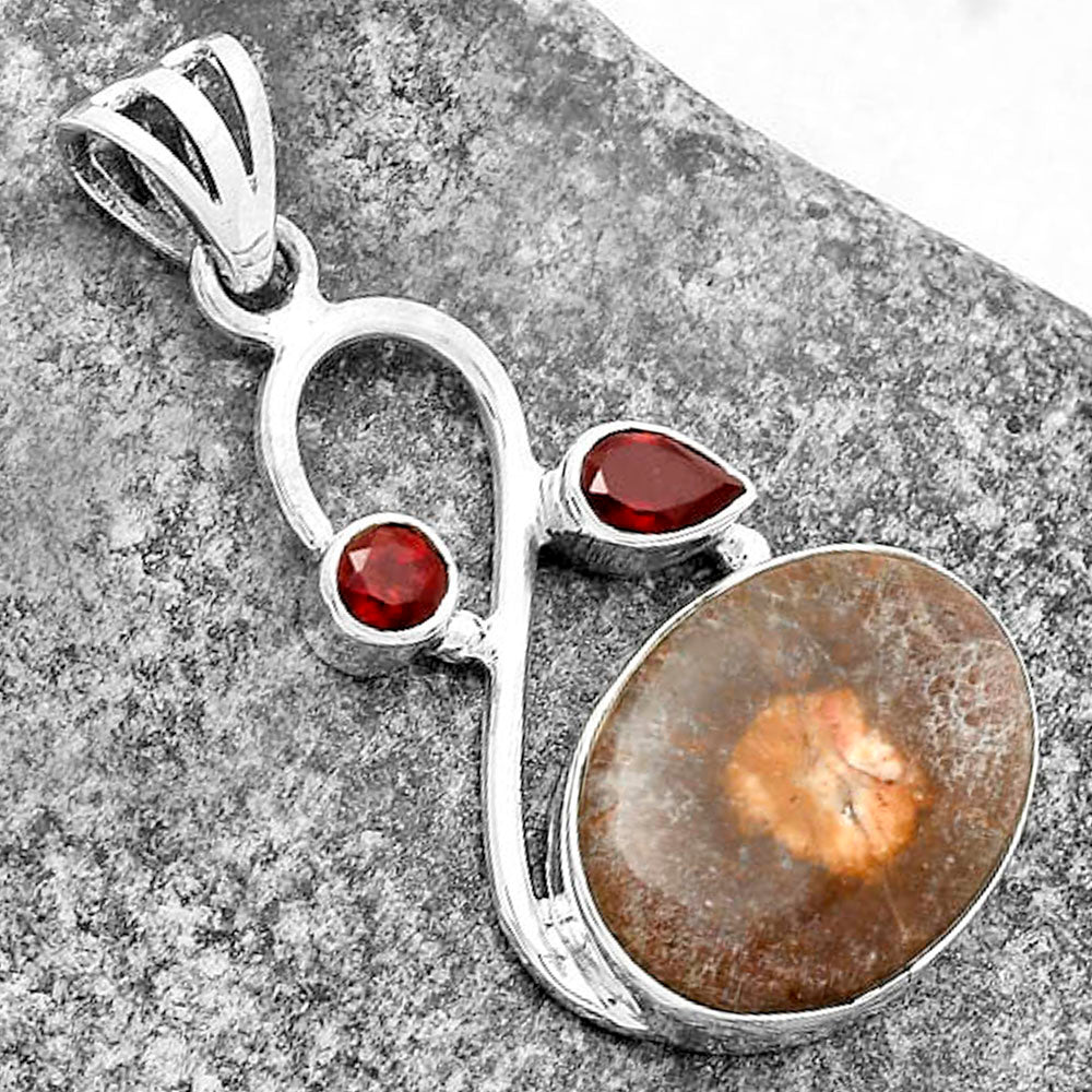 Natural Mexican Bird Eye & Garnet Pendant P-1027 SDP115525