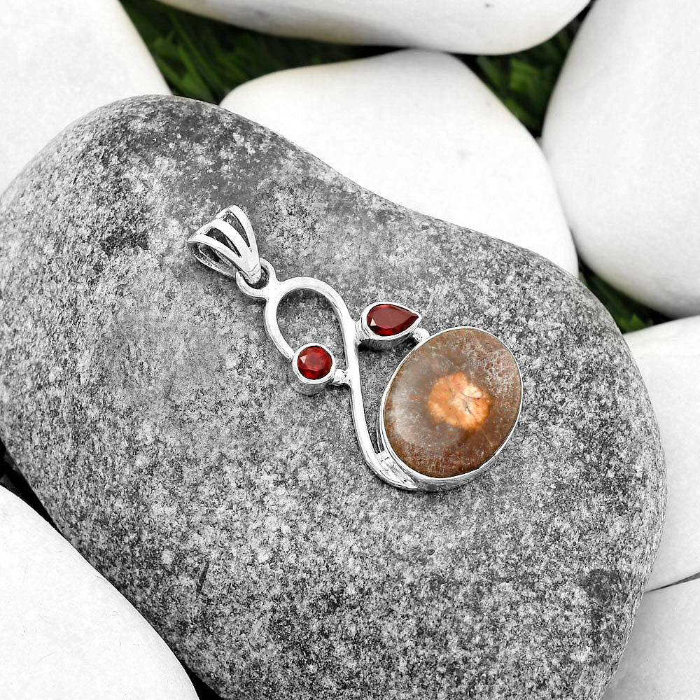 Natural Mexican Bird Eye & Garnet Pendant P-1027 SDP115525