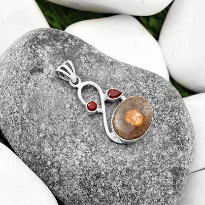 Natural Mexican Bird Eye & Garnet Pendant P-1027 SDP115525