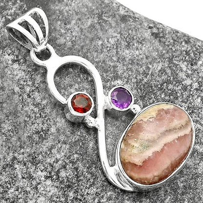 Rhodochrosite Argentina, Garnet & Amethyst Pendant P-1027 SDP115534