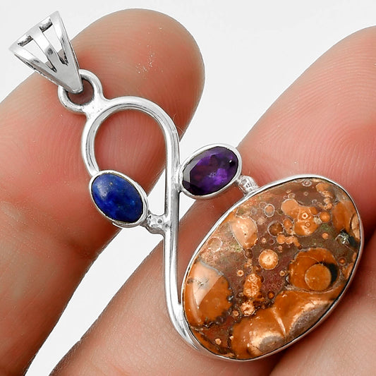 Mexican Bird Eye, Lapis & Amethyst Pendant P-1027 SDP115535