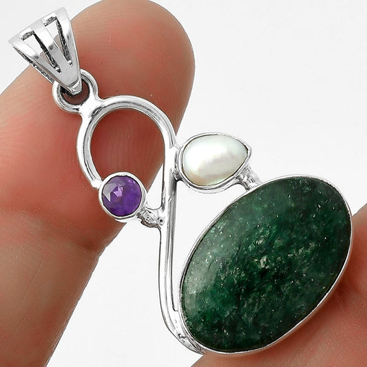 Green Aventurine, Pearl & Amethyst Pendant P-1027 SDP115536
