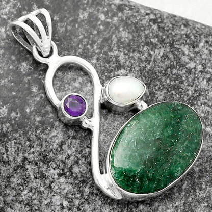 Green Aventurine, Pearl & Amethyst Pendant P-1027 SDP115536