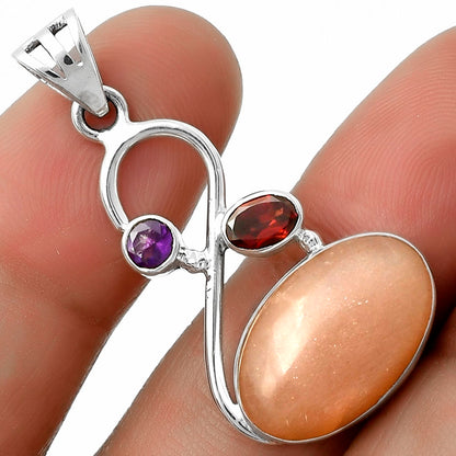 Sunstone - Namibia, Garnet & Amethyst Pendant P-1027 SDP115539