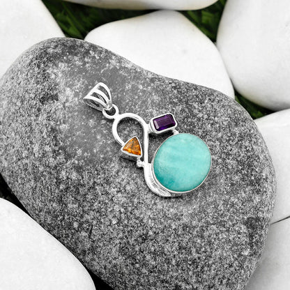 Paraiba Amazonite, Amethyst & Padparadscha Sapphire Pendant P-1027 SDP115544