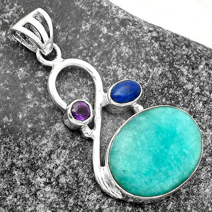 Paraiba Amazonite, Lapis & Amethyst Pendant P-1027 SDP115551