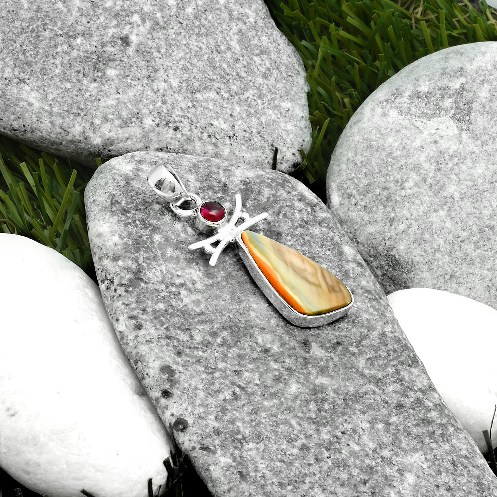 Imperial Jasper - Mexico & Garnet Pendant P-1243 SDP115699