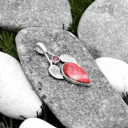 Natural Pink Thulite Norway & Garnet Pendant P-1416 SDP115700