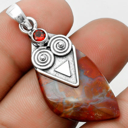 Natural Red Moss Agate & Garnet Pendant P-1247 SDP115705