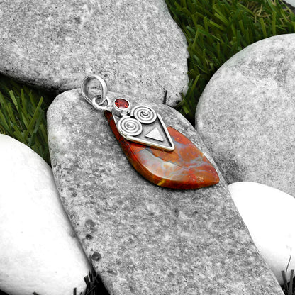 Natural Red Moss Agate & Garnet Pendant P-1247 SDP115705